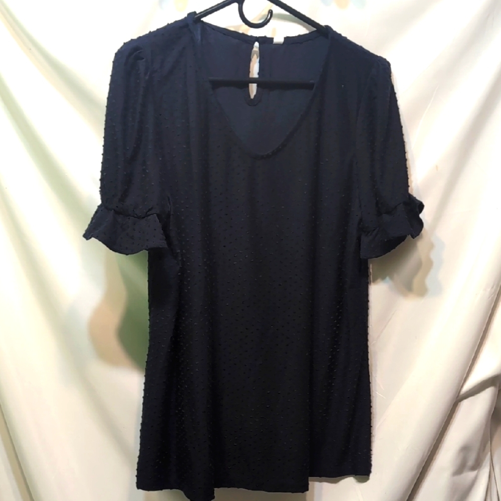 Euovmy Elegant Textured Black Women's Top Size 2XL NWT